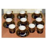 Haviland (Limoges) part coffee service comprising: ten cans and seven saucers with blue and gilt
