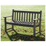 Weathered teak garden bench, 128cm wide