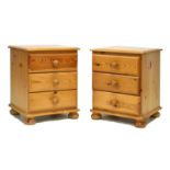Pair of modern pine bedside chests of three drawers