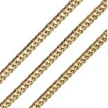 9ct gold necklace of flattened curb link design, 21.6g approx