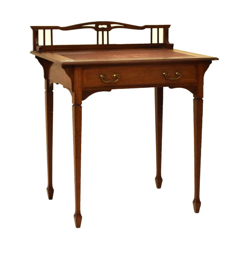 Edwardian mahogany and crossbanded lady's writing table fitted one drawer, 76cm wide