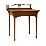 Edwardian mahogany and crossbanded lady's writing table fitted one drawer, 76cm wide
