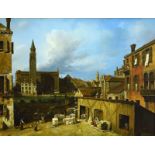 After Canaletto - Late 20th Century oil on canvas - Venetian scene, 68cm x 91cm, in a gilt frame