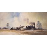 Weston - 20th Century - Oil on canvas - Steam traction engine working in an autumn landscape, signed