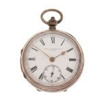 Late Victorian silver open-face pocket watch, John Atterbury, 60820, signed back-wound fusee