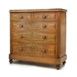 Victorian mahogany chest of two short over three long drawers, 122cm wide