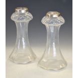 Pair of Edward VII silver mounted glass vases, Birmingham 1907, 23cm high