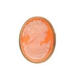 9ct gold shell cameo brooch, 3.3g gross approx