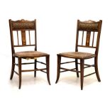 Pair of Edwardian inlaid beech bedroom chairs, with satinwood vase splat (2)