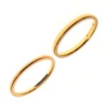 Two 22ct gold wedding bands, size M and size K½ respectively, 4.3g gross approx