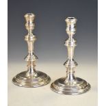 Pair of Georgian style Elizabeth II silver candlesticks, London 1970, 22.5cm high