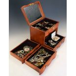 Large selection of dress, costume and fashion jewellery in a serpentine-fronted three-drawer chest