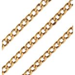 9ct gold necklace of flattened curb link design, 11g approx
