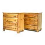 Pair of modern pine chests of four drawers