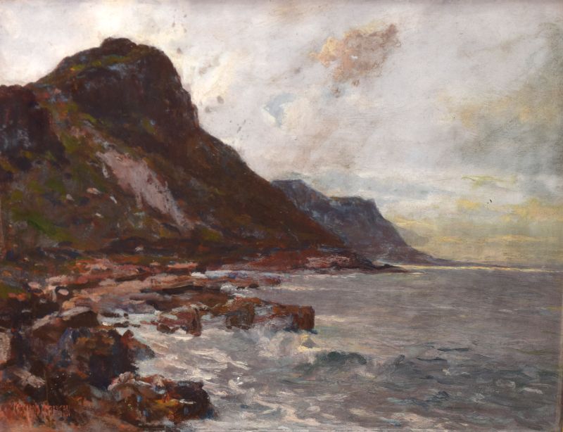 Cresland Robinson - Early 20th Century oil on board - Coastal scene, 35cm x 54.5cm, framed and