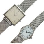Juvenia - Two stainless steel wristwatches, the first with square silvered dial, date to lower right
