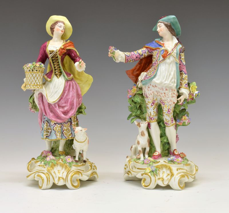 Large pair of 19th Century Continental porcelain figures of a gallant and lady, possibly Sampson,