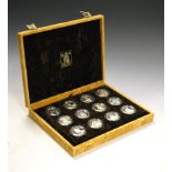 Cased set of twelve Royal Mint Elizabeth II Falkland Islands silver £2 pieces commemorating the
