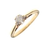 9ct gold and solitaire diamond ring with claw-set brilliant, size K½, 1.8g gross approx