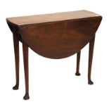 George III mahogany oval drop leaf pad foot dining table, 92cm x 102cm