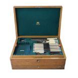 Mappin & Webb oak cased canteen of silver plated cutlery (incomplete)