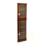 Reproduction mahogany floor standing two section corner cabinet