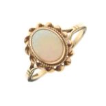 9ct gold and opal dress ring, size P, 2.8g gross approx