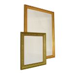 Two rectangular gilt framed wall mirrors, 102cm x 72cm, and 63cm x ???cm overall