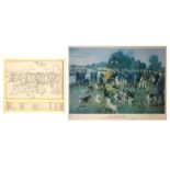 Terrance Cuneo signed print - 'The Eastern Counties Otter Hounds', signed and dated 67, 50cm x 75cm,