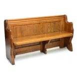 Late 19th Century pitch pine pew, 148cm wide