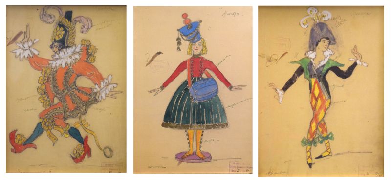 Set of eight limited edition prints - Original designs of the Bolshoi Nutcracker, 1919, numbered