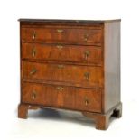 Old reproduction William & Mary style walnut veneered bachelor chest with brushing slide fitted four
