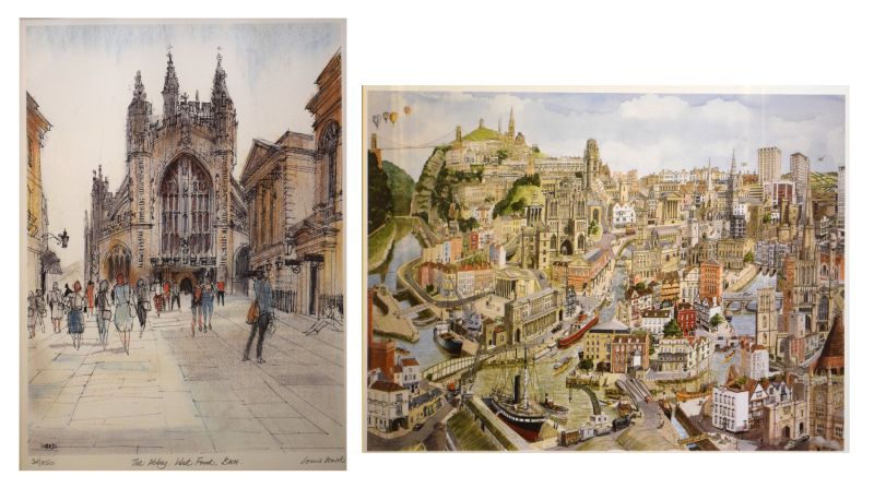 Louis Ward - Limited edition signed print 'The Abbey, Bath', 46cm x 31cm, 348/850, and Martin