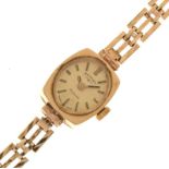 Rotary - Lady's 9ct gold wristwatch, oval dial marked 21 Jewels, 16mm wide excluding winder, to a