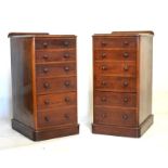 Pair of mahogany chests, each fitted six drawers having turned wooden handles, 42cm wide