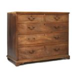 19th Century mahogany chest of two short over three long drawers, 110cm wide