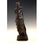 After the Antique - 19th Century cast patinated bronze figure of the Venus De Milo on canted