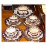 Staffordshire part tea set decorated with flowers and gilding