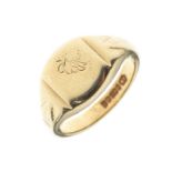 Gentleman's 9ct gold signet ring of heavy gauge, size R, 8.5g approx