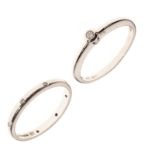 Two white gold rings, comprising an 18ct wedding band, size L, together with a 9ct solitaire diamond