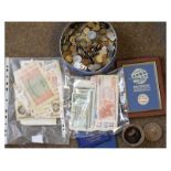 Coins/Bank Notes - Collection of World and GB bank notes and coins and medallions