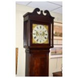 19th Century painted dial oak longcase clock, the dial with subsidiary seconds and date aperture,