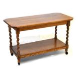 20th Century oak rectangular two tier trolley having barley twist uprights, 89cm wide