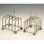 Pair of Edward VII silver toast racks, Birmingham 1903 and 1905, 9.5cm high, 5.2toz approx