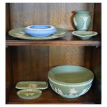 Small quantity of Wedgwood green and blue jasperware