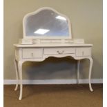 John Lewis 'Rose Mist' serpentine front dressing table with mirror over, fitted three drawers raised
