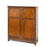 Early 20th Century mahogany wardrobe bearing Harrods Limited, London, metal label, fitted two