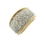9ct gold and diamond dress ring set numerous small stones, size K, 4.4g gross approx