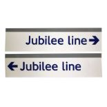Railway Interest - Two enamel signs - Jubilee Line, 30cm x 130cm