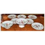 Early 20th Century transfer printed and hand painted porcelain dessert service having floral